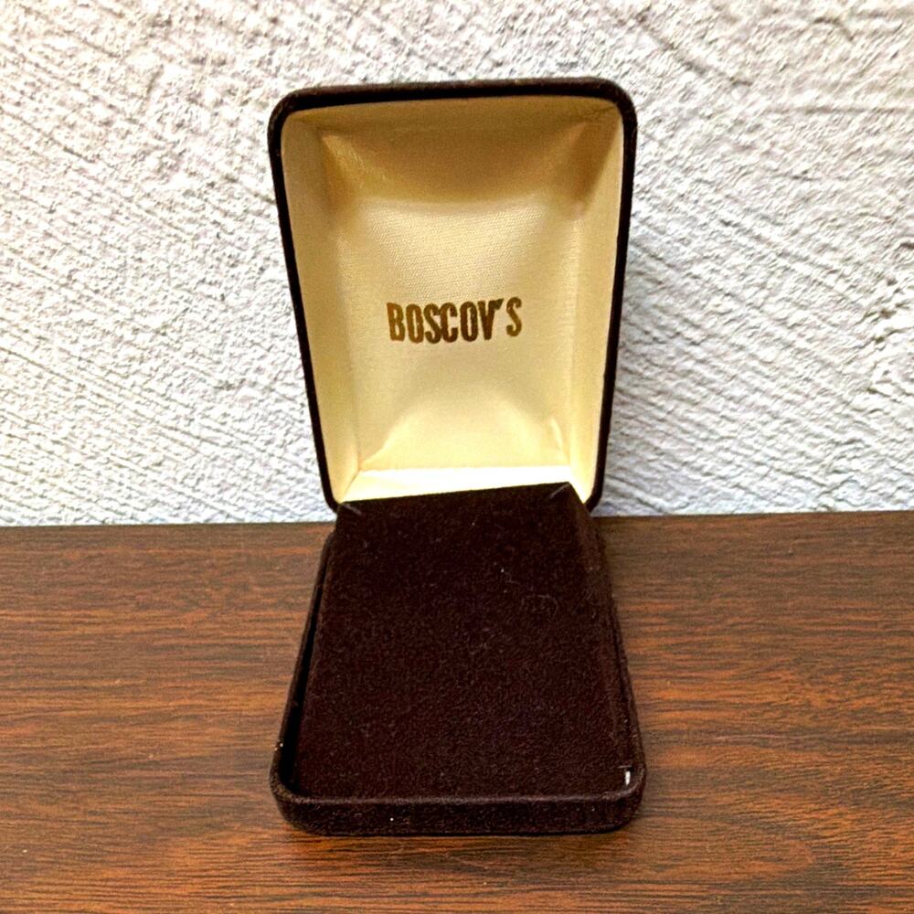 Vintage Boscov's Brown Velvet Ring Jewelry Box